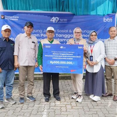 UNAND Terima Bantuan Tanggung Jawab Sosial dan Lingkungan BTN untuk Masyarakat Terdampak Banjir di Sumatera Barat 