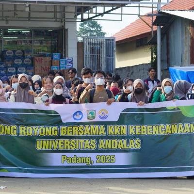 Unand Dan Mahasiswa Kkn Kebencanaan Gelar Gotong Royong Di Simpang Pasir Pasar Baru 
